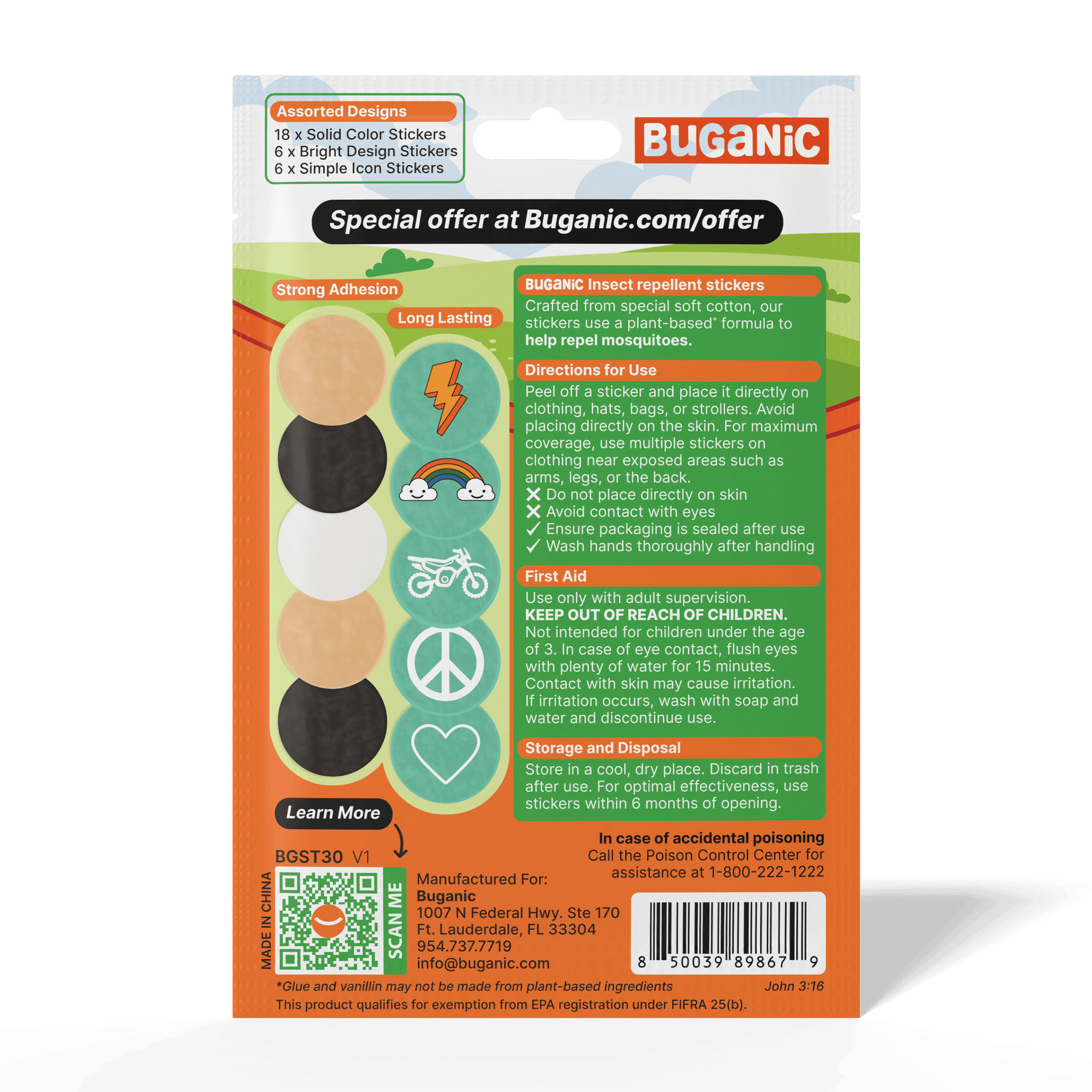 Buganic Mosquito Repellent Stickers